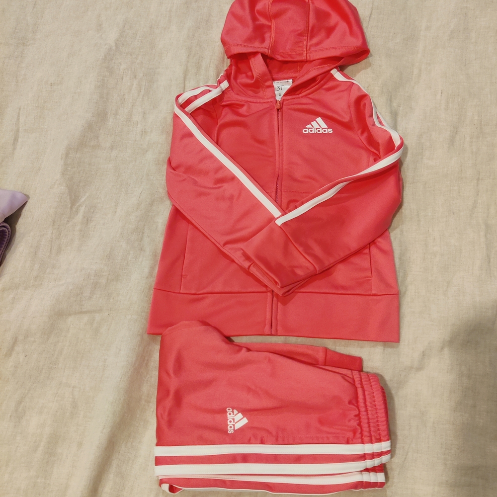 Adidas Coral Hoodie and Pants Set - Size 3T